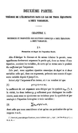 Deuxième Partie. Théorie De L'Élimination Dans Le Cas De Trois Èquations A Deux Variables.