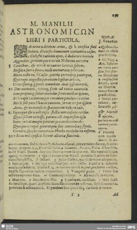 M. Manilii Astronomicon Libri I Particula