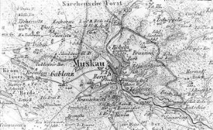 Bad Muskau. Atlas von Schlesien, Kreis Rothenburg, Verlag C. Flemming/Glogau, um 1850