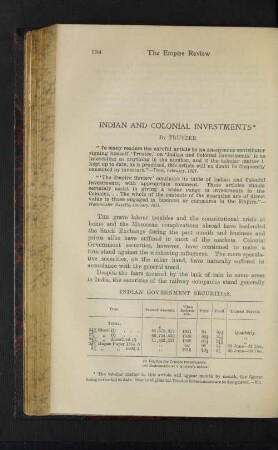 Indian and Colonial Investments.