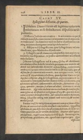 Caput XV. Syllogismi definitio, [et] partes.