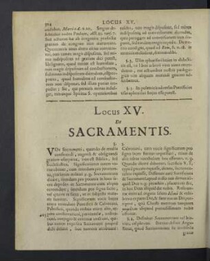 Locus XV. De sacramentis.