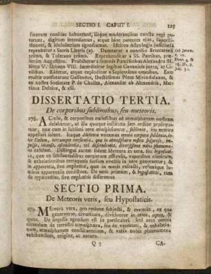 Dissertatio Tertia. De corporibus sublimibus, seu meteoris.