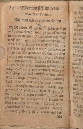Das XX. Capittel. Wie man sich im reden verhalten soll.