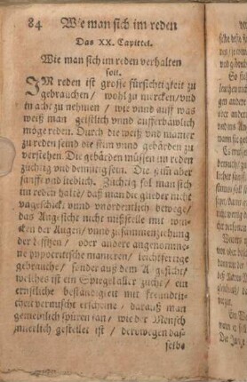 Das XX. Capittel. Wie man sich im reden verhalten soll.
