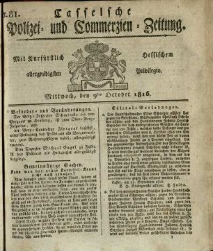 Nr. 81, Mittwoch, den 9ten October 1816