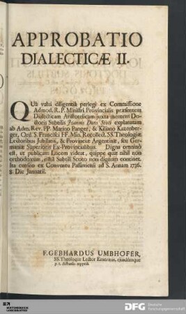 Approbatio Dialecticæ II.