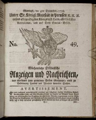 No. 49. Montags, den 4ten December, 1758.