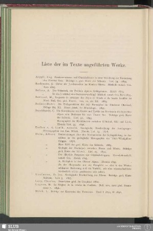 Liste der im Texte angeführten Werke