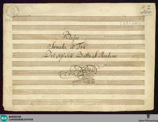 Sonatas - Mus. Hs. 842 : vl (2), b; E