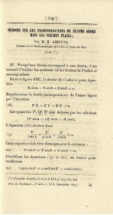 Mémoire sur les transformations du second ordre dans les figures planes.