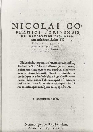 De revolutionibus orbium ooelestium libri VI