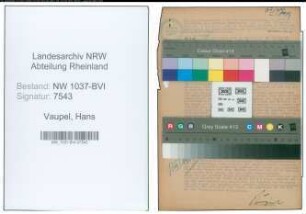 Entnazifizierung Hans Vaupel , geb. 27.03.1912 (Innungskassenangestellter)