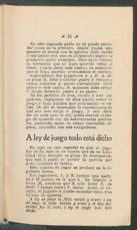 A ley de juego todo está dicho
