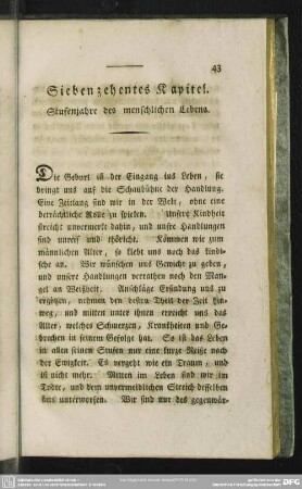 Siebenzehentes Kapitel. Stufenjahre des menschlichen Lebens
