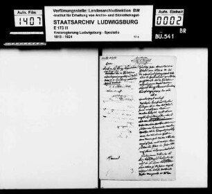 Heimatverhältnisse des in Podolien (Rußland) aufgegriffenen, angeblich aus Mönsheim (Oberamt Leonberg) gebürtigen August Walter