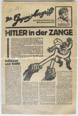 Kommunistische Exilzeitung "Der Gegen-Angriff" u.a. zum Tod von Erich Mühsam