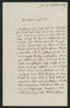 91r-92v, Brief: Jena den 23. Februar 1869