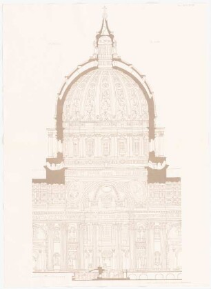 Petersdom, Rom: Querschnitt (aus: Baukunst d. Renaissance in Italien u. Spanien, hrsg. v. Zeichenaussch. d. Stud. d. TH Berlin, 1875)