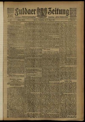 Erste Ausgabe vom Donnerstag, den 18. April 1912.