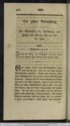 Die zehnte Betrachtung. Die Wichtigkeit der Wirkungen und Folgen des Leidens und des Todes Jesu