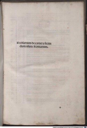 Breviarium Romanum : mit Privileg. [1-4], [1]. Kalendarium