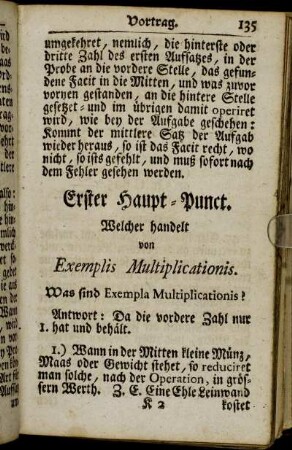 Erster Haupt-Punct. Welcher handelt von Exemplis Multiplicationis.