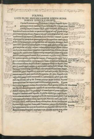 Lucii Flori Historiographi Rerum Romanarum Epistola Incipit.
