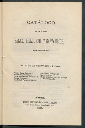 Catálogo de los Señores Salas, Helguero y Gaztambide.