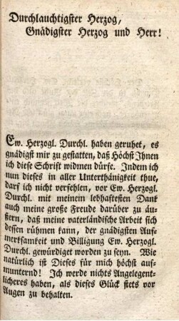 Durchlauchtigster Herzog, Gnädigster Herzog und Herr!