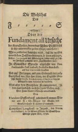 Die Wohlthat Des F.....S erkläret ...