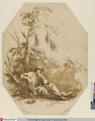 [Diogenes unter einem Baum; Diogène assis sous un arbre]
