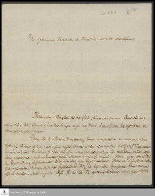 Brief von Samuel Mather an Gotthilf August Francke.