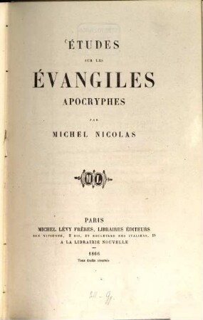 Études sur les Évangiles apocryphes