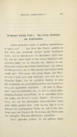 Wachsender Einfluß Vatke's. Aus seinem öffentlichen und Familienleben