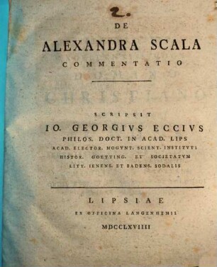 De Alexandra Scala commentatio