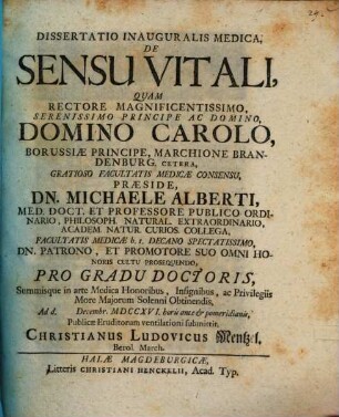 Diss. inaug. med. de sensu vitali