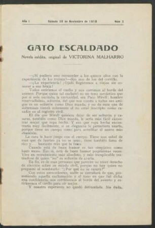 1918000300: Gato escaldado : novela inédita original