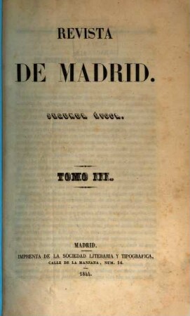 Revista de Madrid. 3. 1844
