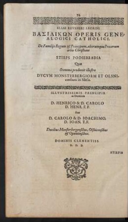 [VI.] De Familiis Regum ... Stirps Podiebradia ...