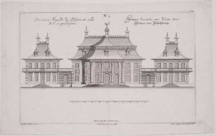 Aufriss der südwestlichen Fassade des Bergpalais (oder nordöstliche Fassade des Wasserpalais?), No. 2, Blatt 226 aus Engelbrechts Architekturwerk