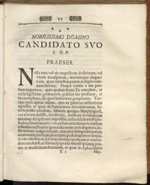 Nobilissimo Domino Candidato Suo S.D.P. Praeses.