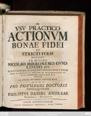 De Vsv Practico Actionvm Bonae Fidei Et Stricti Ivris