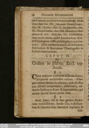 Caput III. De ORdine in Histor. Eccl. tractanda.