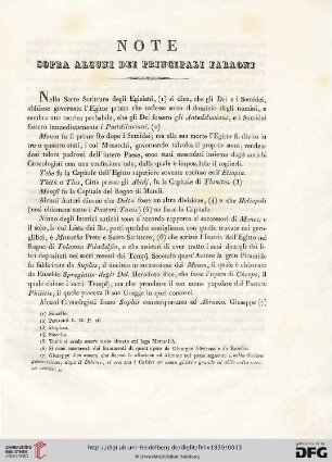 Note sopra alcuni dei principali faraoni