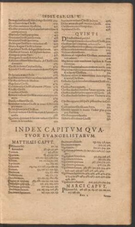 Index Capitum Quatuor Evangelistarum.