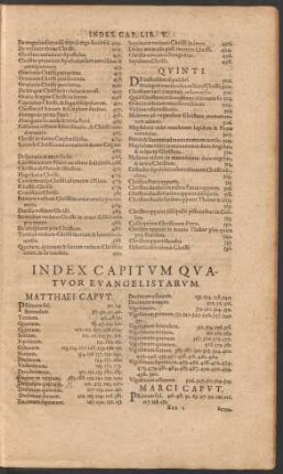 Index Capitum Quatuor Evangelistarum.