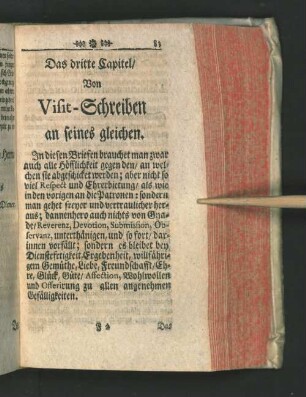 Das dritte Capitel/ Von Visit-Schreiben an seines gleichen.