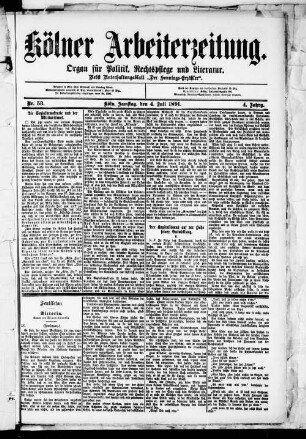 Kölner Arbeiterzeitung. 1888-1892