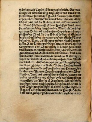 Auf dz ausschriben Außschreyben und warhafftiger bericht, Decan und Capitel das Stiffts zu Elwang, mit erzelung, der geübten, unordenlychen practick Resignacion, unnd übergab Alberti Thumben des ältern ...